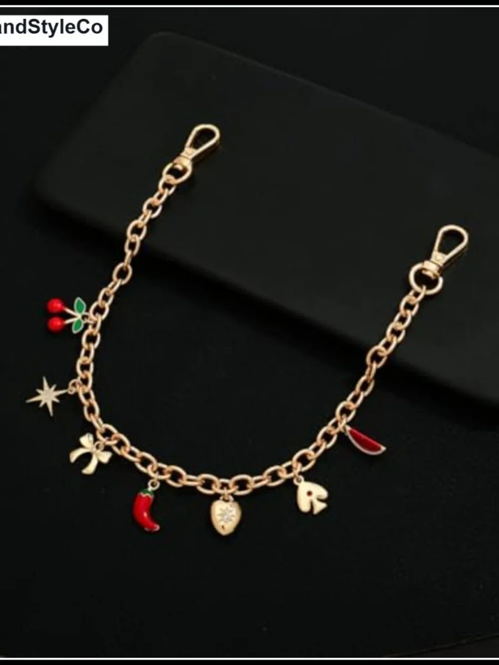 Gold Plated Fruit Bag Charm Chain Keychain